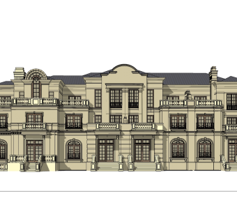 欧式别墅外观草图大师模型，别墅外观sketchup模型免费下载