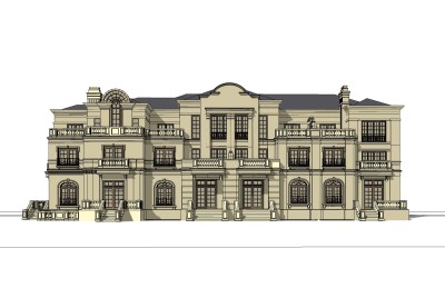 欧式别墅外观草图大师模型，别墅外观sketchup模型免费下载