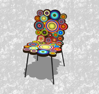 现代时尚创意小座椅草图大师模型，彩色背靠休闲椅su模型下载