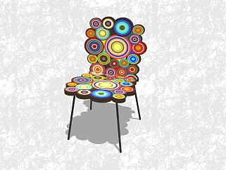 现代时尚创意小座椅草图大师模型，彩色背靠休闲椅su模型下载