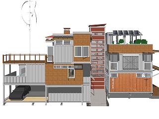 日式别墅外观草图大师模型，别墅外观sketchup模型免费下载