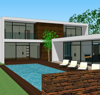 现代别墅草图大师模型下载，别墅外观sketchup模型分享