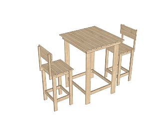 现代<em>实木餐桌</em>椅su模型，小餐桌skp模型下载