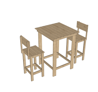 现代实木餐桌椅su模型，小餐桌skp模型下载