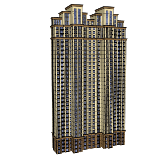 欧式高层住宅楼sketchup模型下载，住宅楼草图大师模型