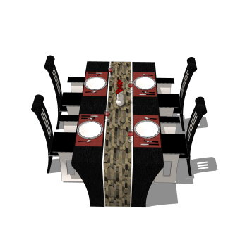 法式餐桌椅草图大师模型，餐桌椅skb文件下载