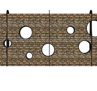 中式景观墙skp文件下载，景观墙SU模型