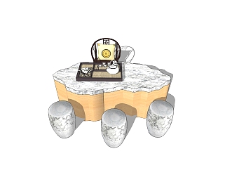 <em>现代茶桌</em>草图大师模型，茶桌skp模型下载