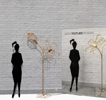 现代金属落地灯草图大师模型，落地灯skp模型下载