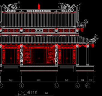 寺庙古建筑CAD施工图，寺庙CAD建筑图纸下载