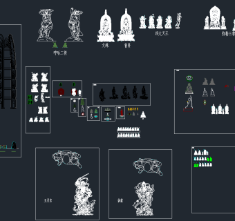全套精致佛卡佛像CAD图纸，佛像擦地图纸下载
