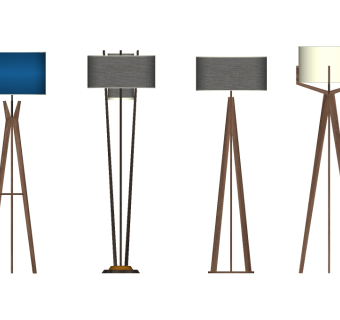 现代休闲落地灯组合su模型下载、休闲落地灯组合草图大师模型下载