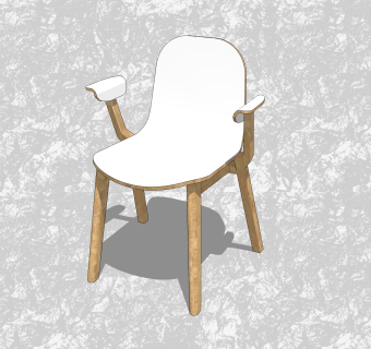 现代白色创意小座椅su模型，休闲椅草图大师模型下载