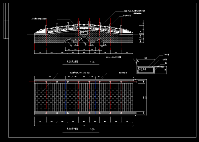 两套现代石桥cad施工图，石桥cad竣工图下载