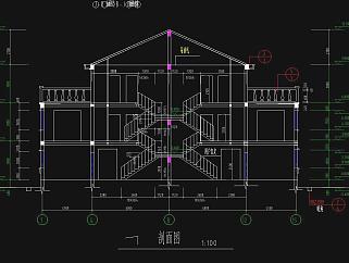 三层双拼别墅施工图，别墅CAD设计图纸下载