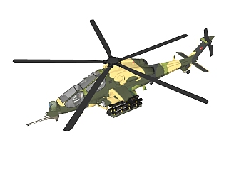 土耳其T-129<em>武装</em>直升机草图大师模型，直升机SU模型...