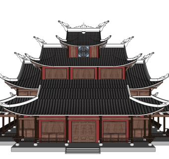 中式财神庙草图大师模型下载、中式财神庙su模型下载