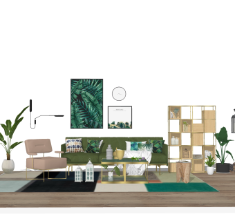 北欧沙发组合su模型，沙发组合sketchup模型下载