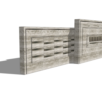 现代墙体草图大师模型，双人床SKP模型下载