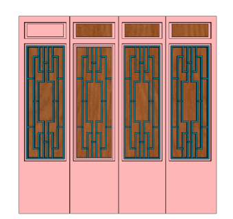 中式雕花门草图大师模型，中式门SU模型下载