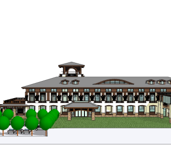 现代度假酒店草图大师模型下载、现代度假酒店su模型下载