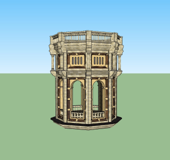 欧式景观亭skp文件下载，景观亭SU模型下载
