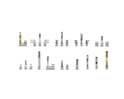 现代水龙头组合su模型，水龙头草图大师模型下载