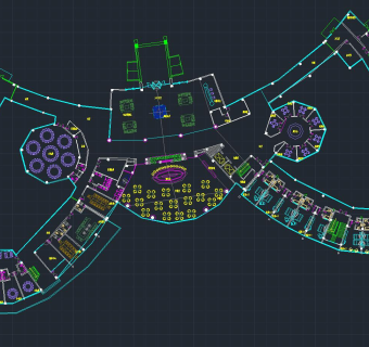 上海异型酒店局部室内装修图，酒店CAD施工图纸下载
