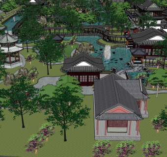 苏州拙政园sketchup模型下载，拙政园cad模型下载