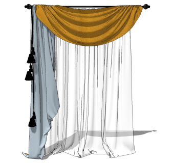 现代窗帘草图大师模型下载、现代窗帘su模型下载