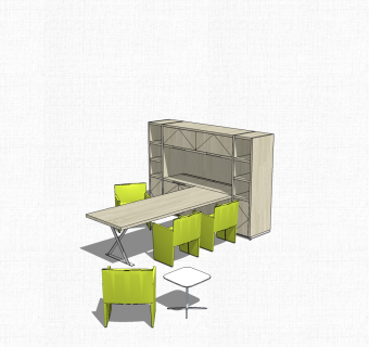现代简约会议桌草图大师模型，会议桌skp模型下载