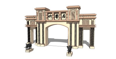 欧式入口大门skp文件下载，入口大门SU模型分享
