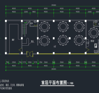 西式餐厅平立面建筑图纸，餐厅CAD施工图纸下载
