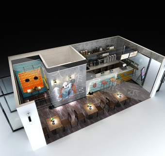 小商铺奶茶咖啡店设计施工图，咖啡店CAD图纸下载