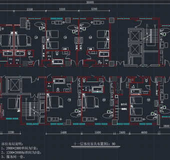 现代宾馆客房建筑图，宾馆CAD施工图纸下载