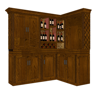 现代酒柜草图大师模型下载，酒柜sketchup模型