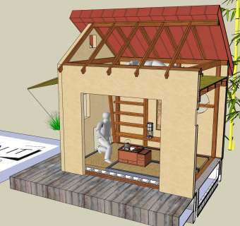 现代中式廊亭，SU模型免费下载
