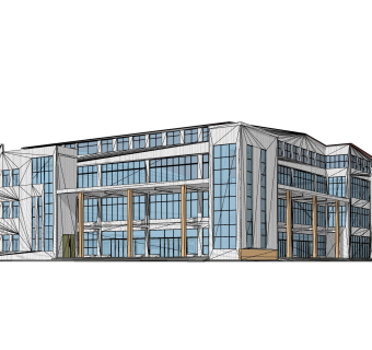现代办公楼草图大师模型，办公楼sketchup模型免费下载