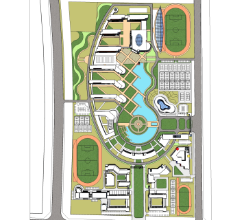 现代学校规划免费su模型，学校sketchup模型下载