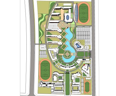 现代学校规划免费su模型，学校sketchup模型下载