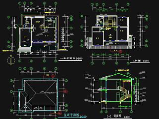 5套别墅建筑结构施工图纸，别墅CAD建筑图纸下载