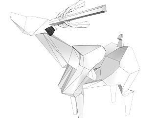 <em>现代几何</em>鹿<em>雕塑</em>su模型,摆件草图大师模型下载