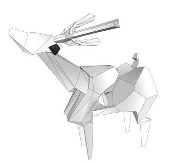 现代几何鹿雕塑su模型,摆件草图大师模型下载