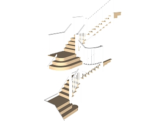 现代楼梯免费su模型，楼梯sketchup模型下载