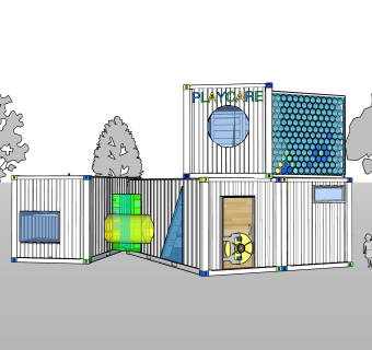 工业风集装箱住宅su模型下载，住宅外观草图大师模型分享