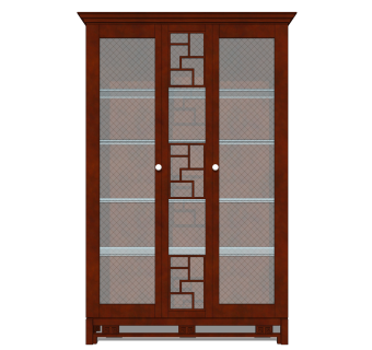 中式酒柜sketchup模型，酒柜草图大师模型下载