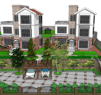 欧式别墅SU模型，别墅SKP模型下载
