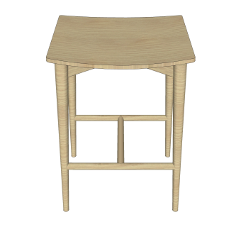 现代固定吧椅草图大师模型，实木布艺sketchup模型下载