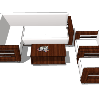 新中式多人沙发草图大师模型，多人沙发sketchup模型下载