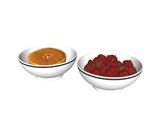 现代草莓橘子<em>水果</em>sketchup模型，食品草图大师模型下载